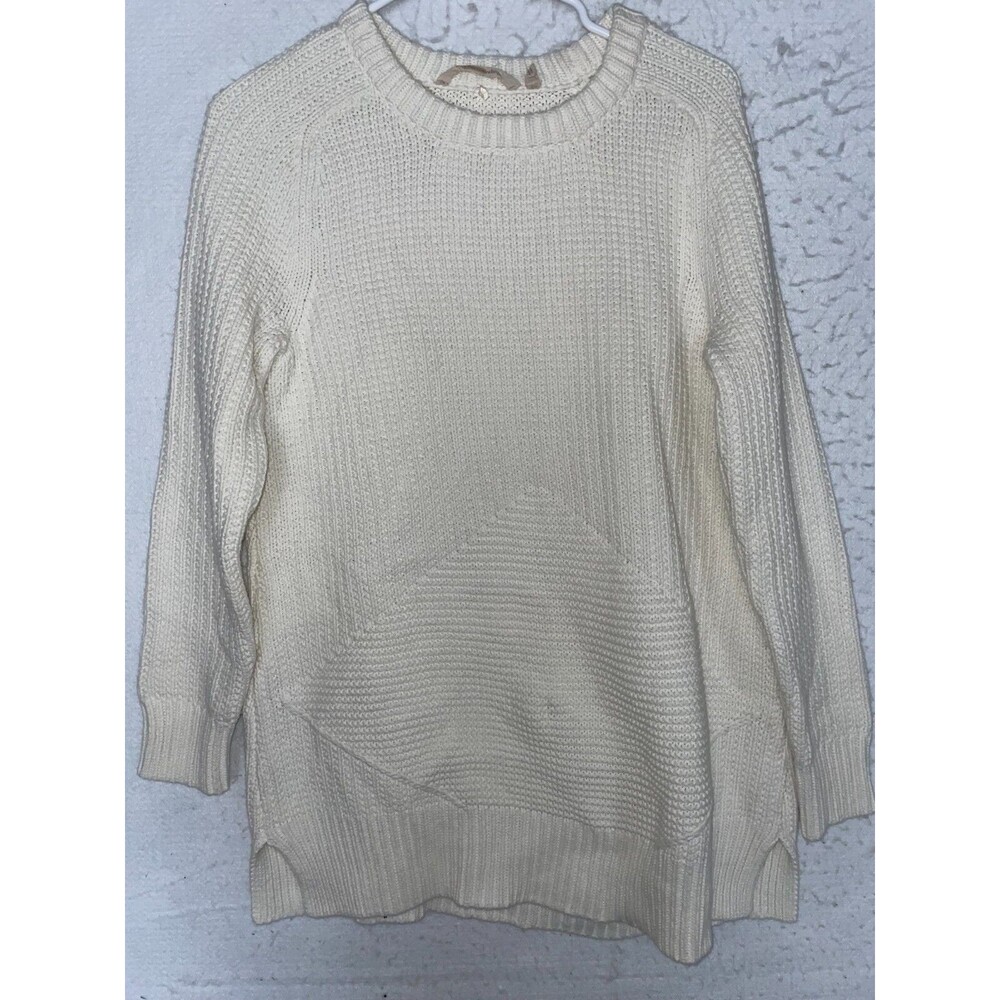 Soft Surroundings Sweater Women's L Chunky Knit Long Sleeve off White Oversized
